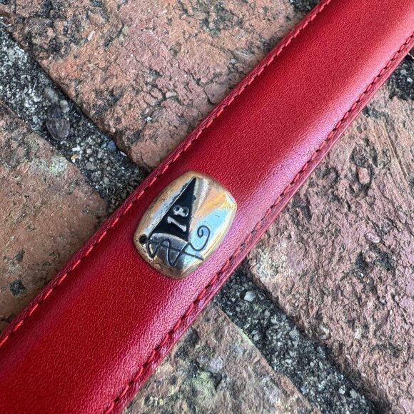 Brighton Red Leather Golf Belt Silver Conchos Size L 34 main image 5